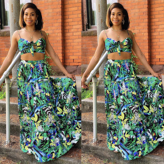 Green Forest Print Skirt Set - Everything Girls Like Boutique