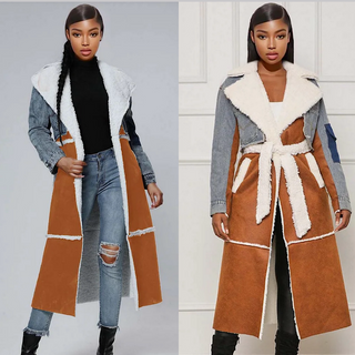 Denim Shearling Trench Coat (see other colors)
