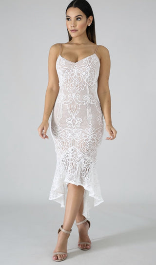 La Flare White Lace Dress - Everything Girls Like Boutique