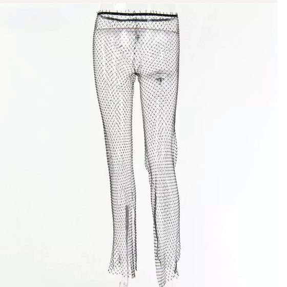 Diamond Studded Fishnet Pants